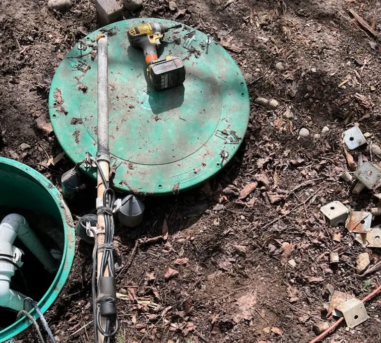 A1 Septic technician on a residential job site