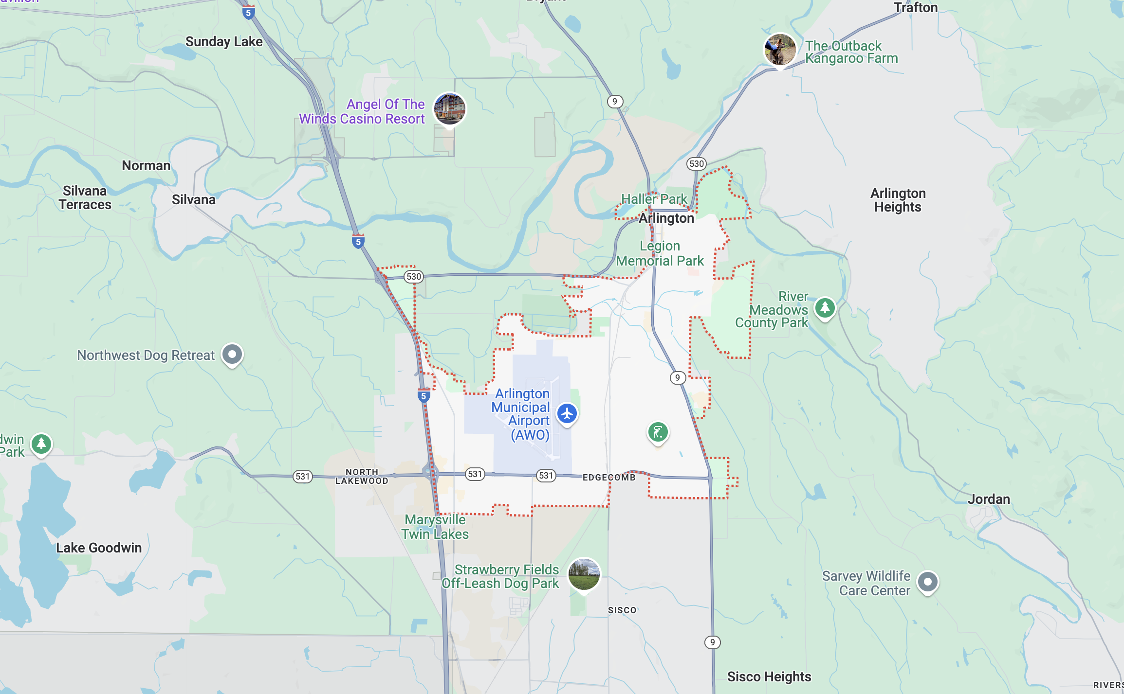 Map of Arlington, WA