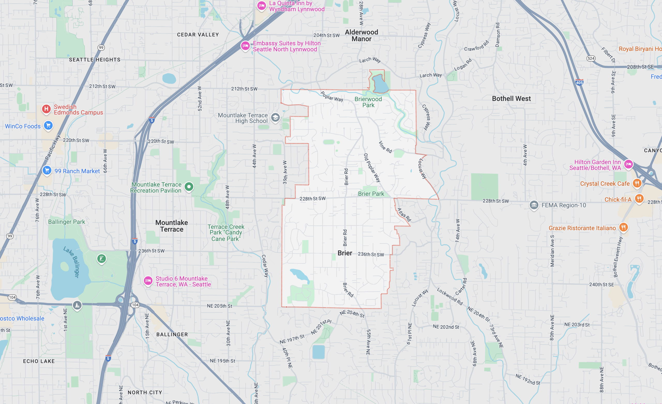 Map of Brier, WA