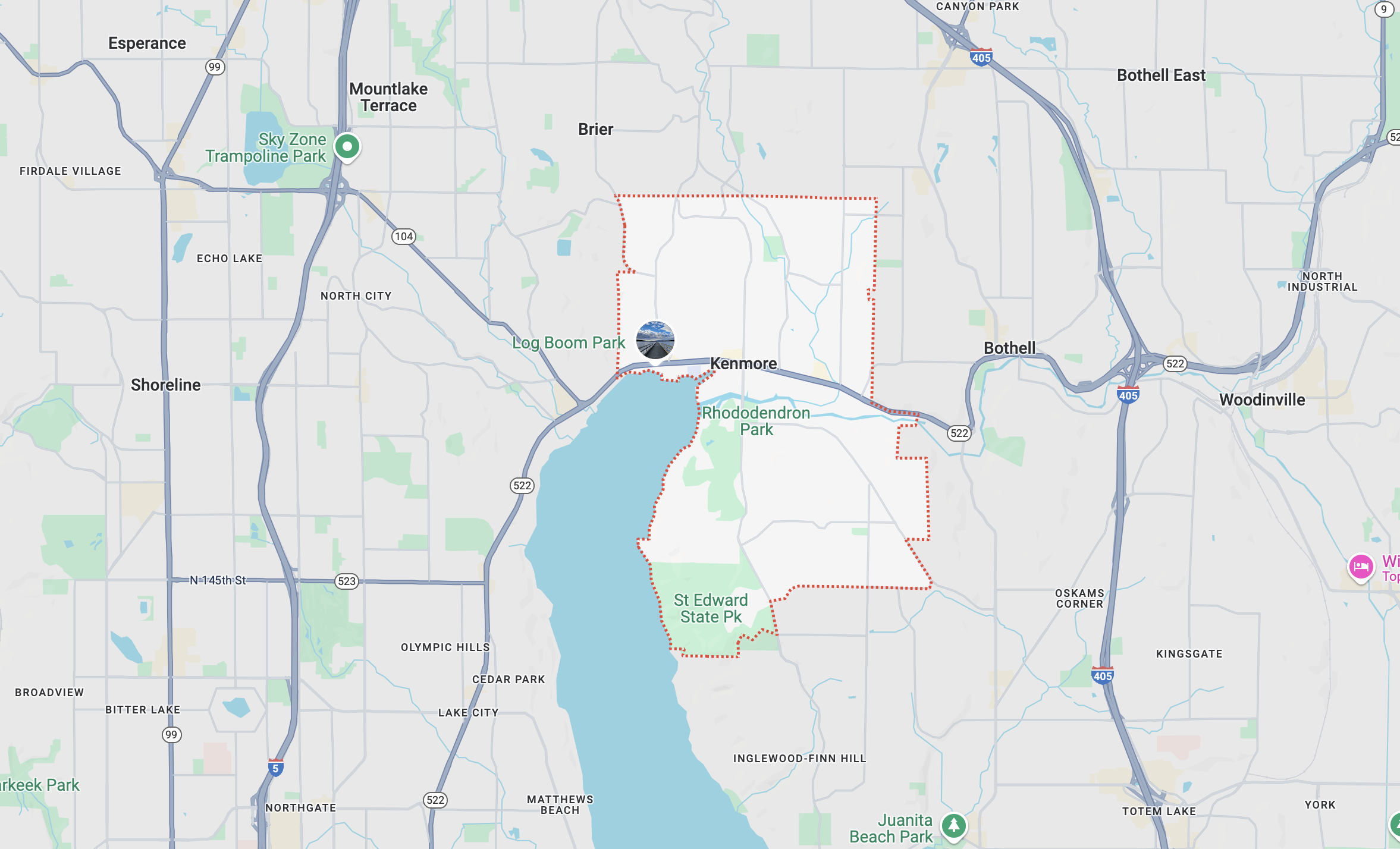 Map of Kenmore, WA