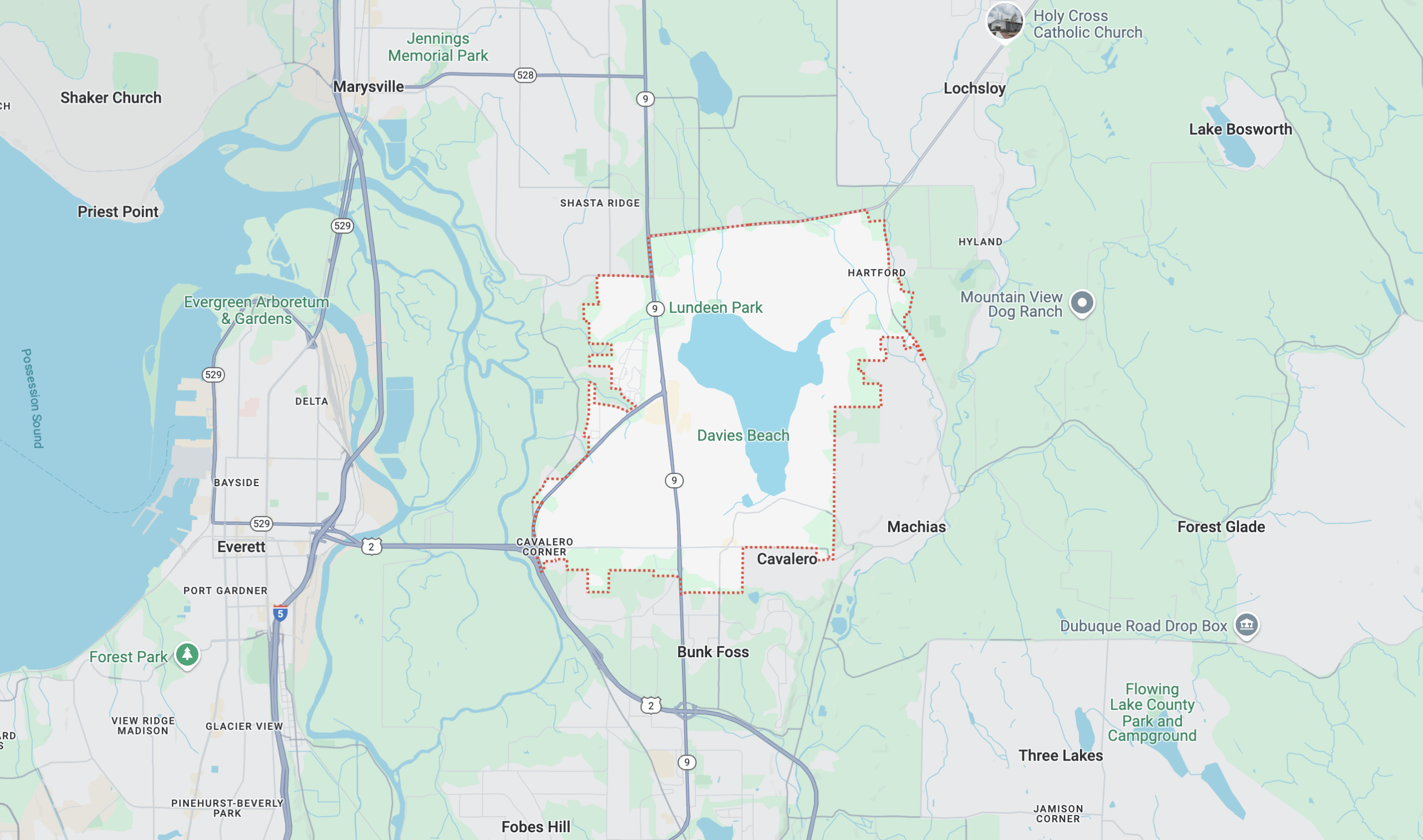 Map of Lake Stevens, WA