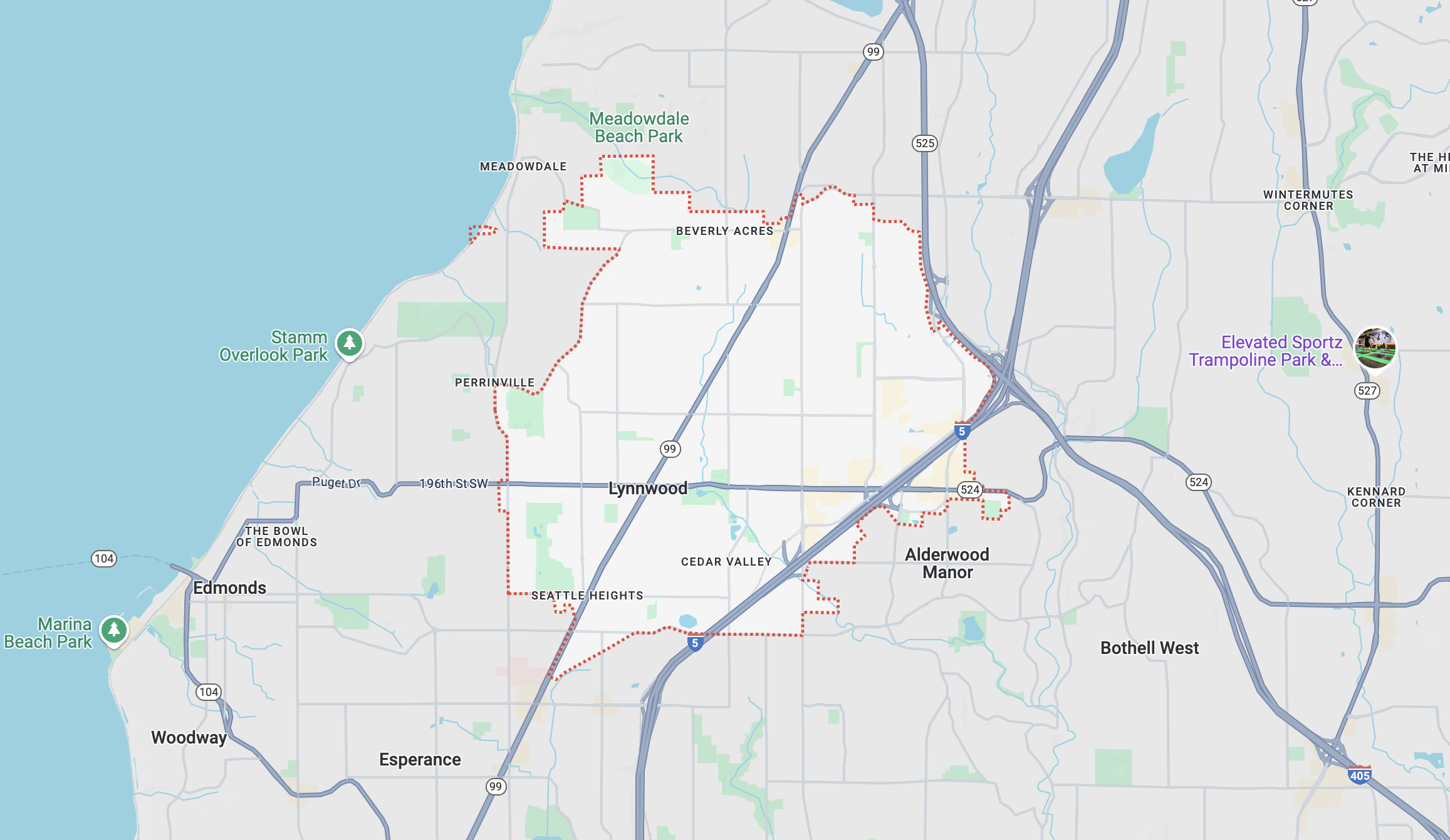 Map of Lynnwood, WA