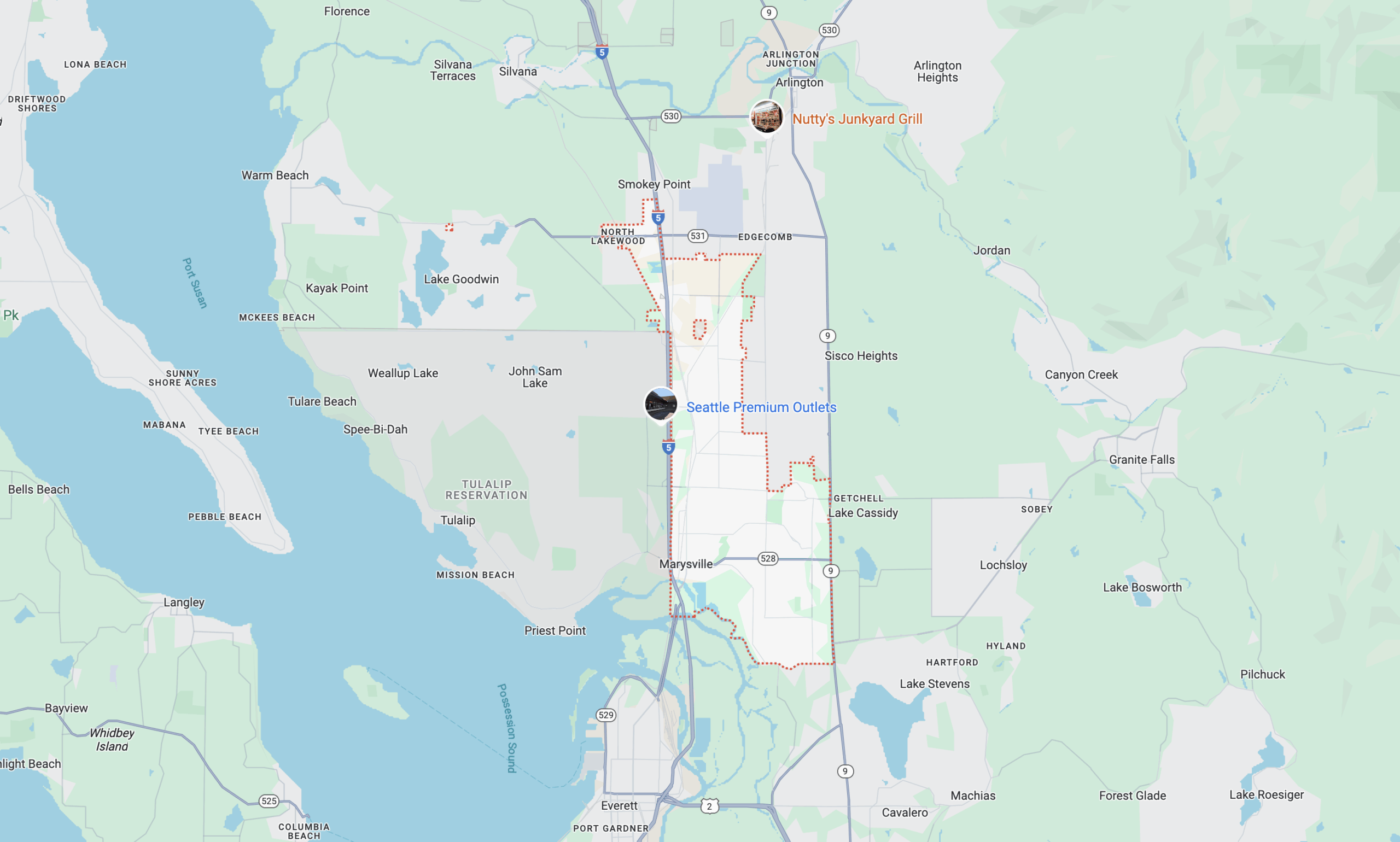 Map of Marysville, WA