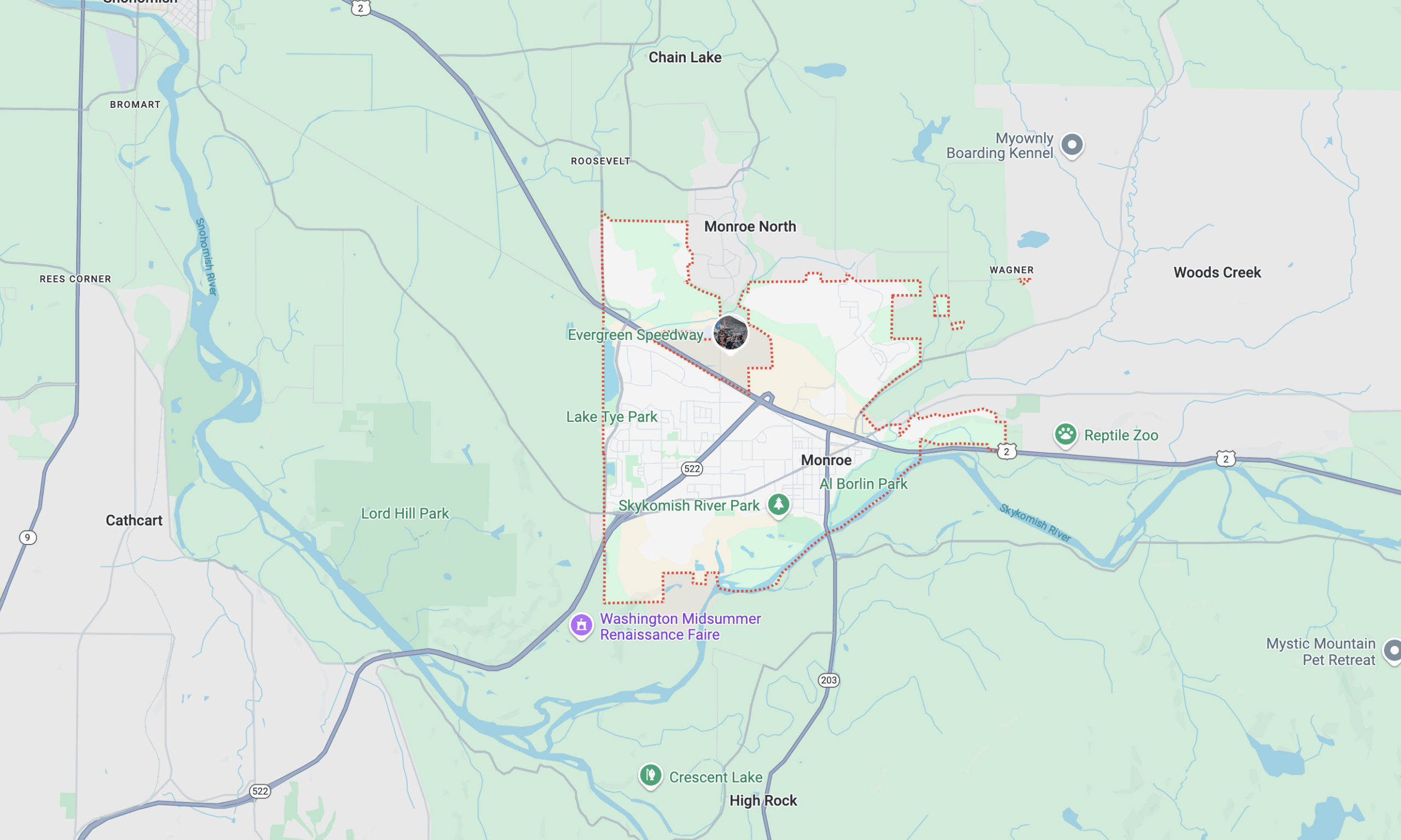 Map of Monroe, WA