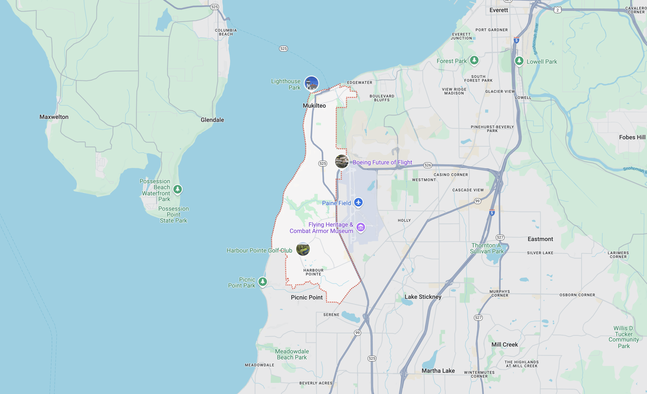 Map of Mukilteo, WA