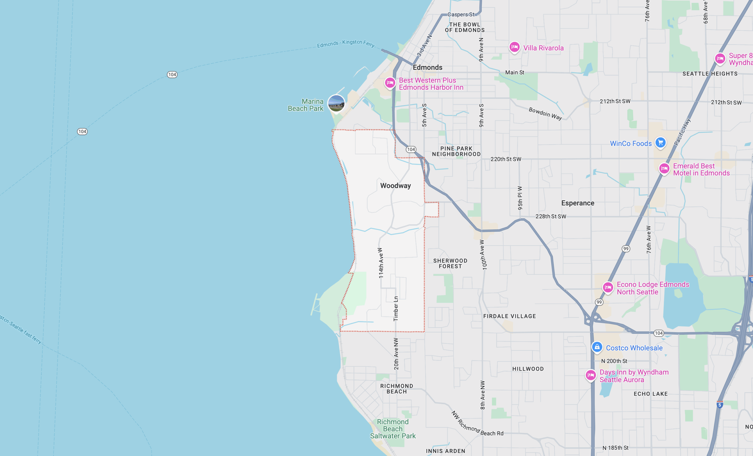 Map of Wood Way, WA